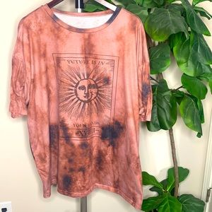 Oversized Tie Dye Sun and Moon T shirt
